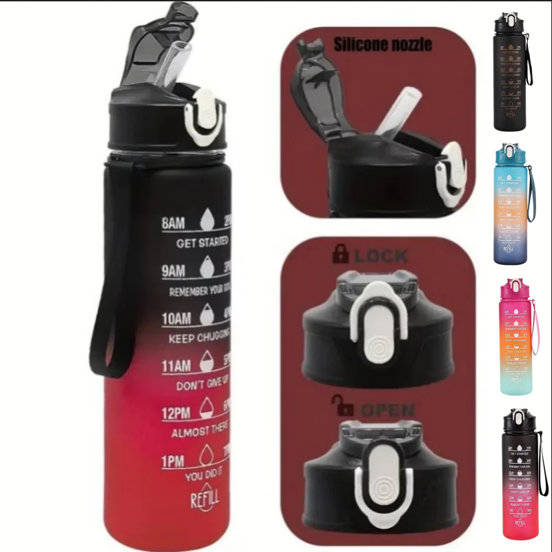 Outdoor Sports Adventure - 750ml 스포츠 물병, 시간 추적 기능이