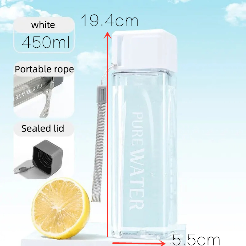 450ml, 1개 투명 사각형 음료 유리잔, 휴대용 물 - Outdoor Sport Glass Water Bottle 리뷰 및 가격