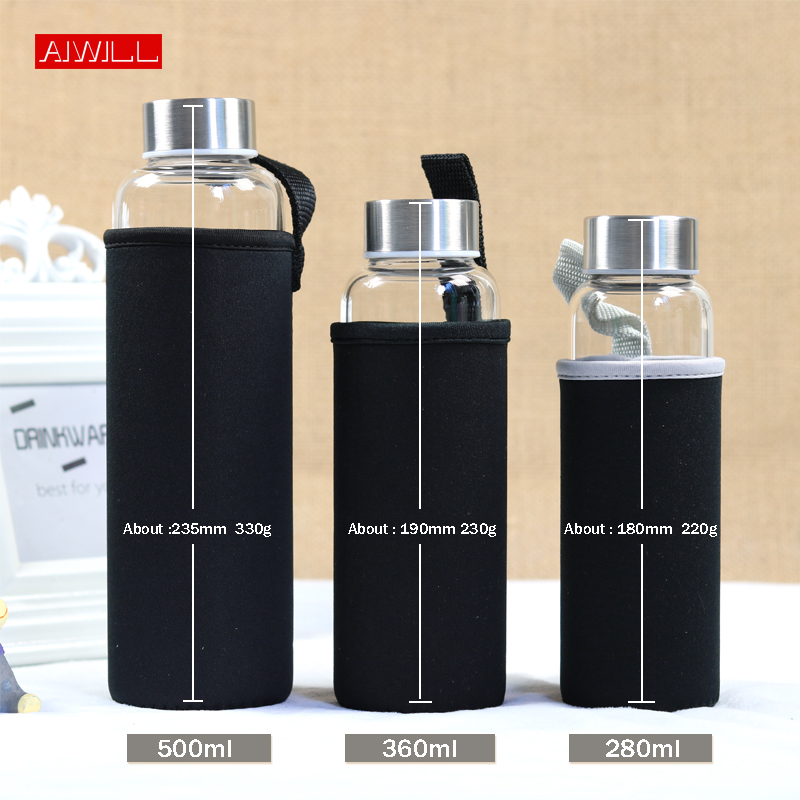 AIWILL 뜨거운 판매 유리 스포츠 물병 보호 가방  - Outdoor Sport Glass Water Bottle 리뷰 및 가격