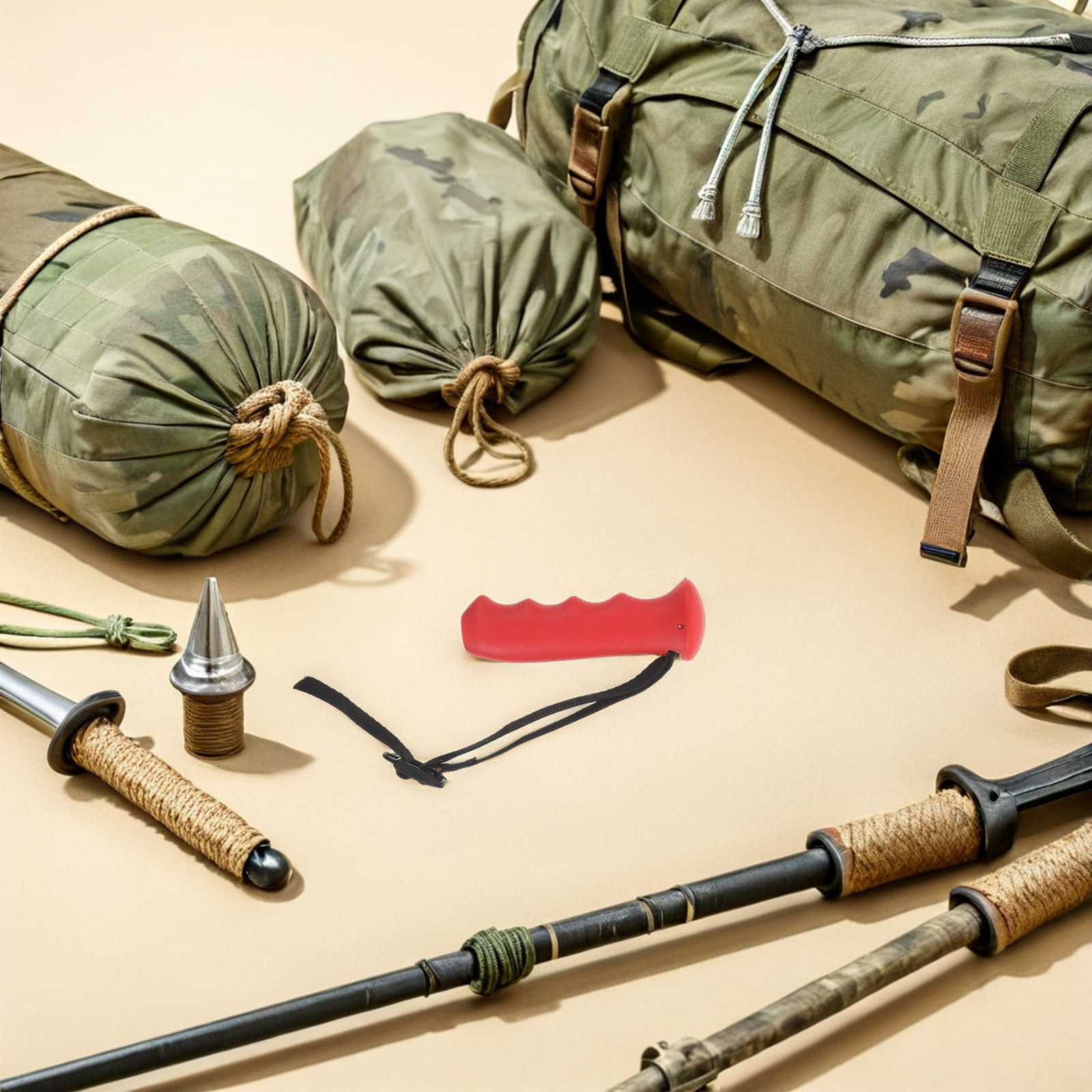 빨간색 지팡이 손잡이 교체용 인체공학적 지팡이 손잡이  - Outdoor Sport Climbing Gear 리뷰 및 가격