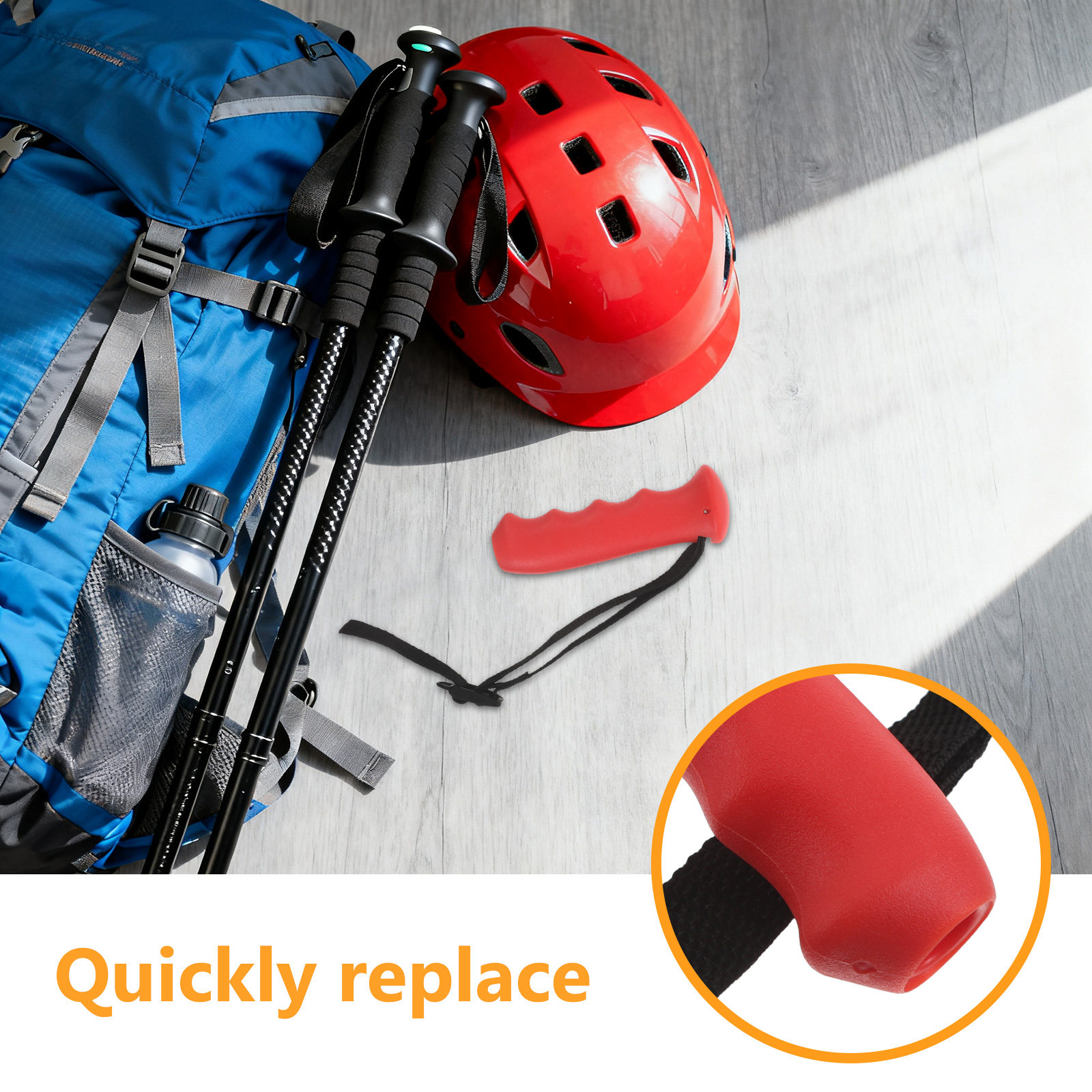 빨간색 지팡이 손잡이 교체용 인체공학적 지팡이 손잡이  - Outdoor Sport Climbing Gear 리뷰 및 가격