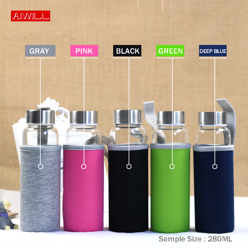 AIWILL 보호 가방이 달린 유리 스포츠 물병, 과일 - Outdoor Sport Glass Water Bottle 리뷰 및 가격
